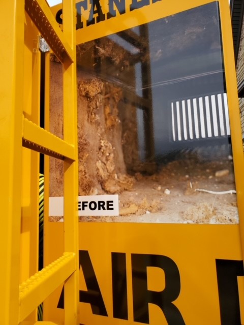 The Before Image of an Air Duct Cleaning Before and After Printed on a Stanley Steemer Truck in Little Rock, AR