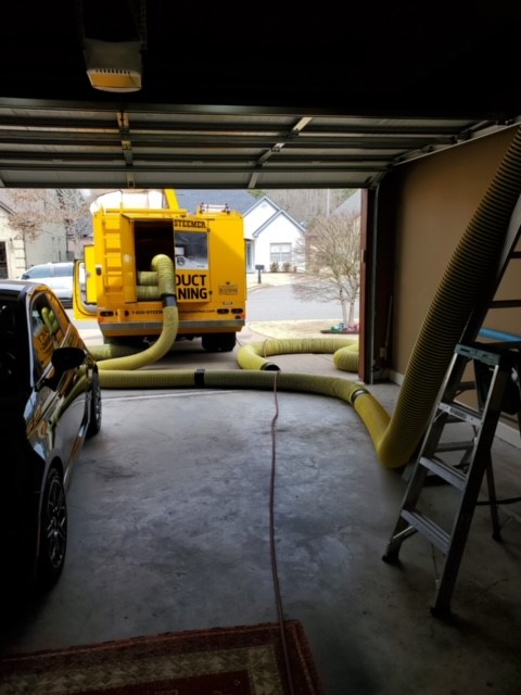 Stanley Steemer Air Duct Cleaning Truck Parked Outside Little Rock, AR Home