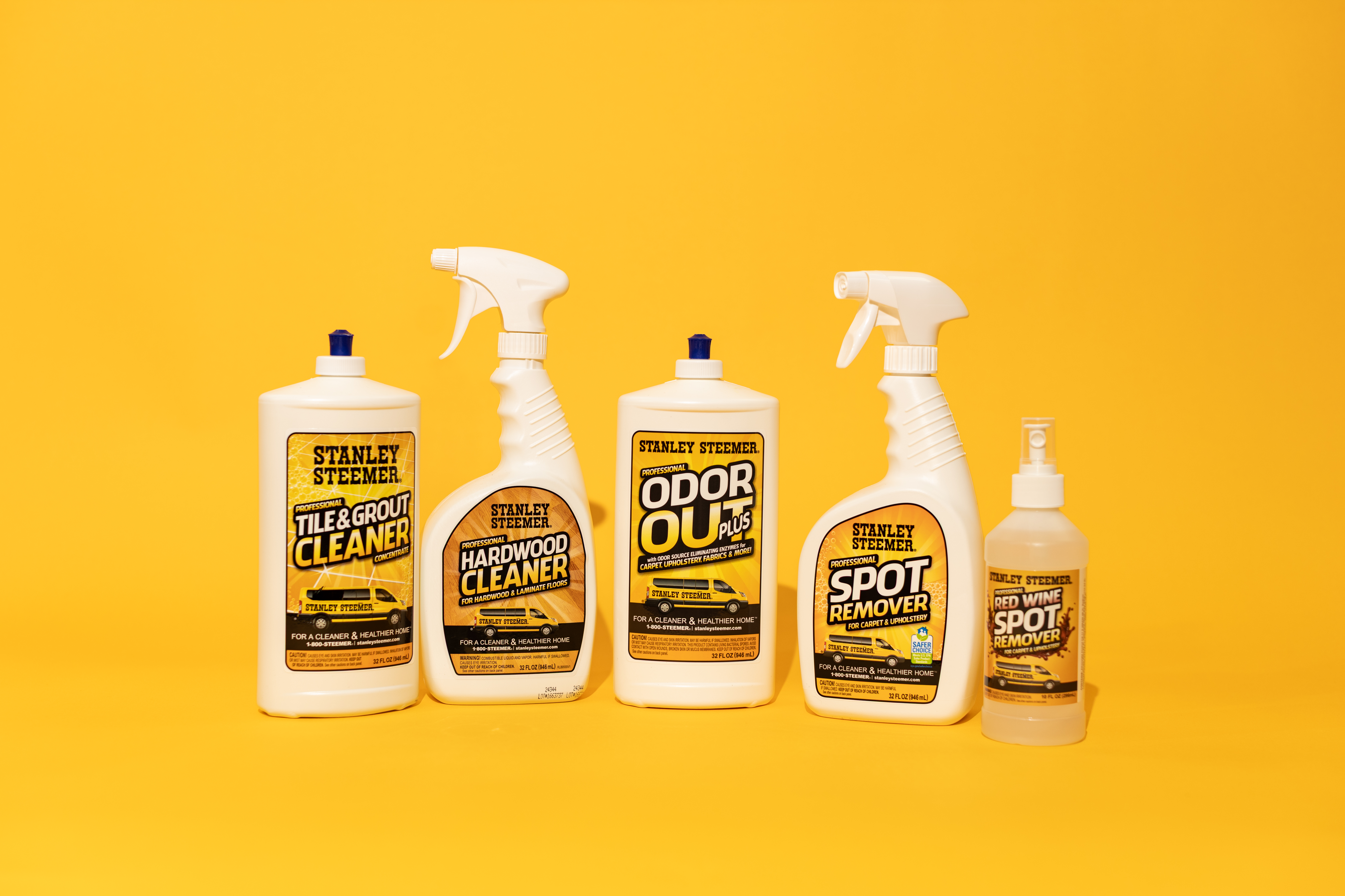Stanley Steemer Product Group Photo photo of stanley steemer's retail cleaners all together