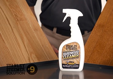 Bottle of Stanley Steemer hardwood floor cleaner spray. 