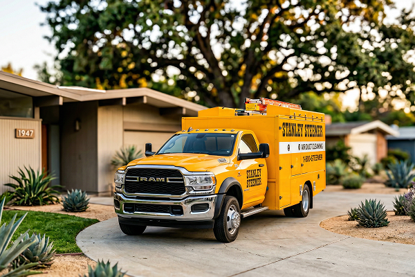 stanley steemer air duct truck outside home